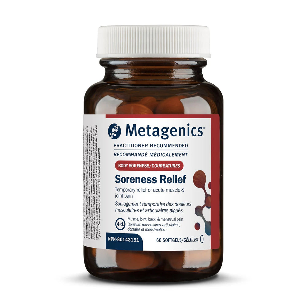 Soreness Relief - Soulagement temporaire de la douleur aigüe - Metagenics - 60 capsules